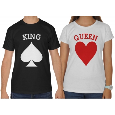 Koszulki dla par zakochanych komplet 2 szt King Queen Poker 2